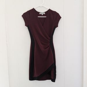Burgundy & Black Wrap Dress, Small